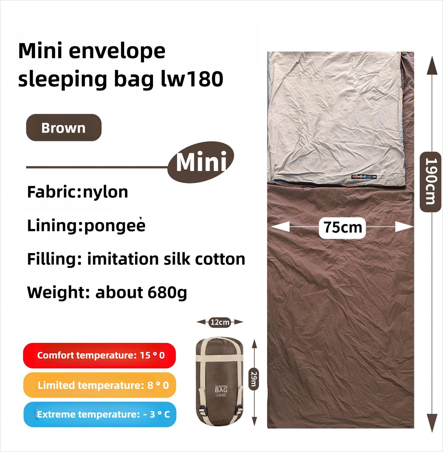 Mini Adult Sleeping Bag Travel Mountaineering Outdoor Camping Down Cotton Dirty Sleeping Bag Machine Washable Splicing