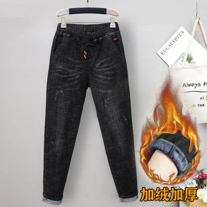 New Extra Large Size Stretch Jeans Girls Elastic High Waist Harlan Pants Girl Wide Leg Pants jeans women 6XL 5XL 4XL