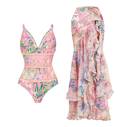 2023 New Arrival Push Up Women Bikini Set Floral Printed Ruffle Bikinis Strappy Bandage Swimwear Brazilian Biquini Bathing Suit