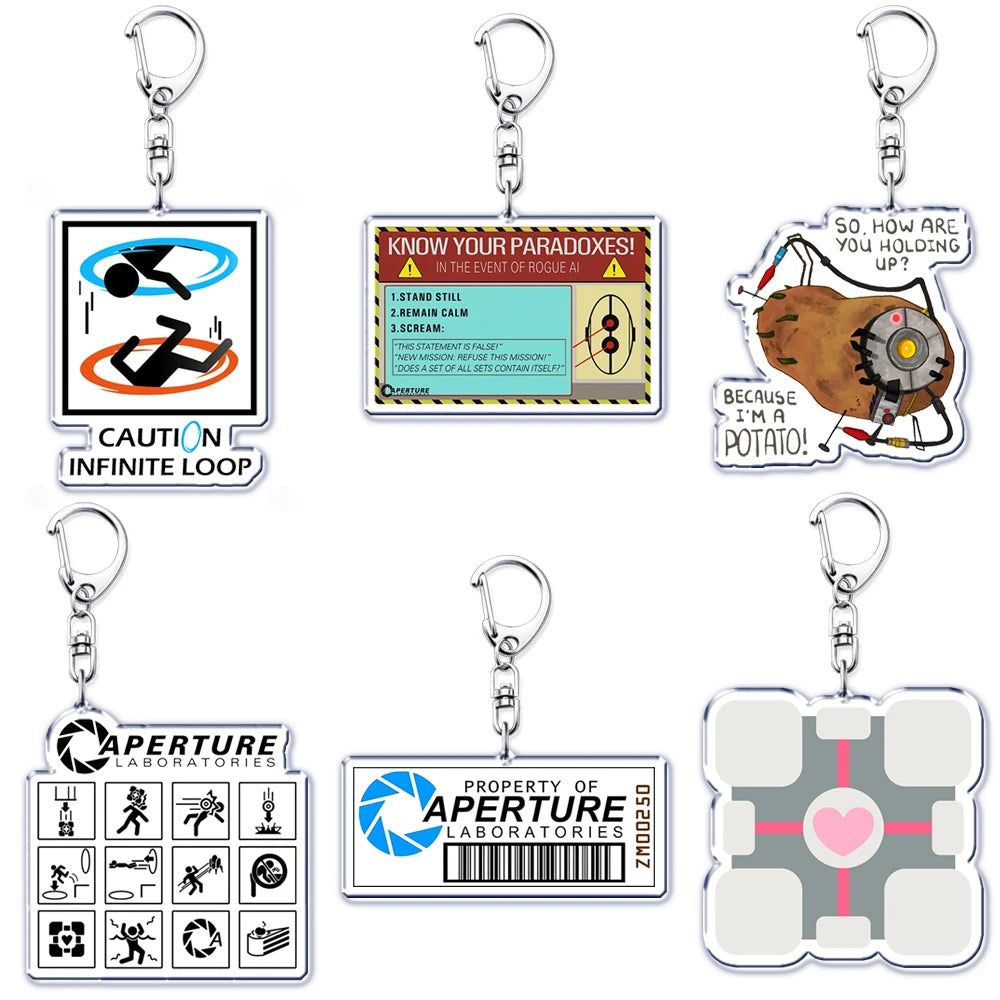Trending Video Game Keychains for Accessories Bag Glados Aperture Laboratories Science Keyrings Jewelry Gamer Fans Gaming Gifts