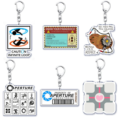 Trending Video Game Keychains for Accessories Bag Glados Aperture Laboratories Science Keyrings Jewelry Gamer Fans Gaming Gifts