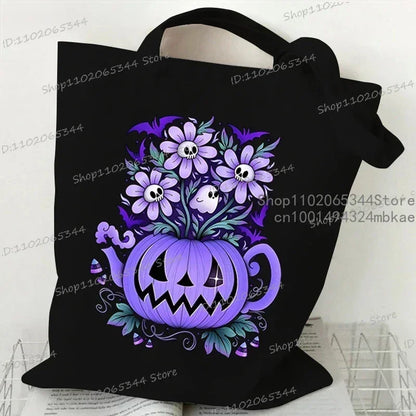 Fashion Canvas Tote Bag Oil Painting Wildflowers Print Lady Shoulder Shopping Bag Plant Style Daisy Vintage Flower Women Handbag