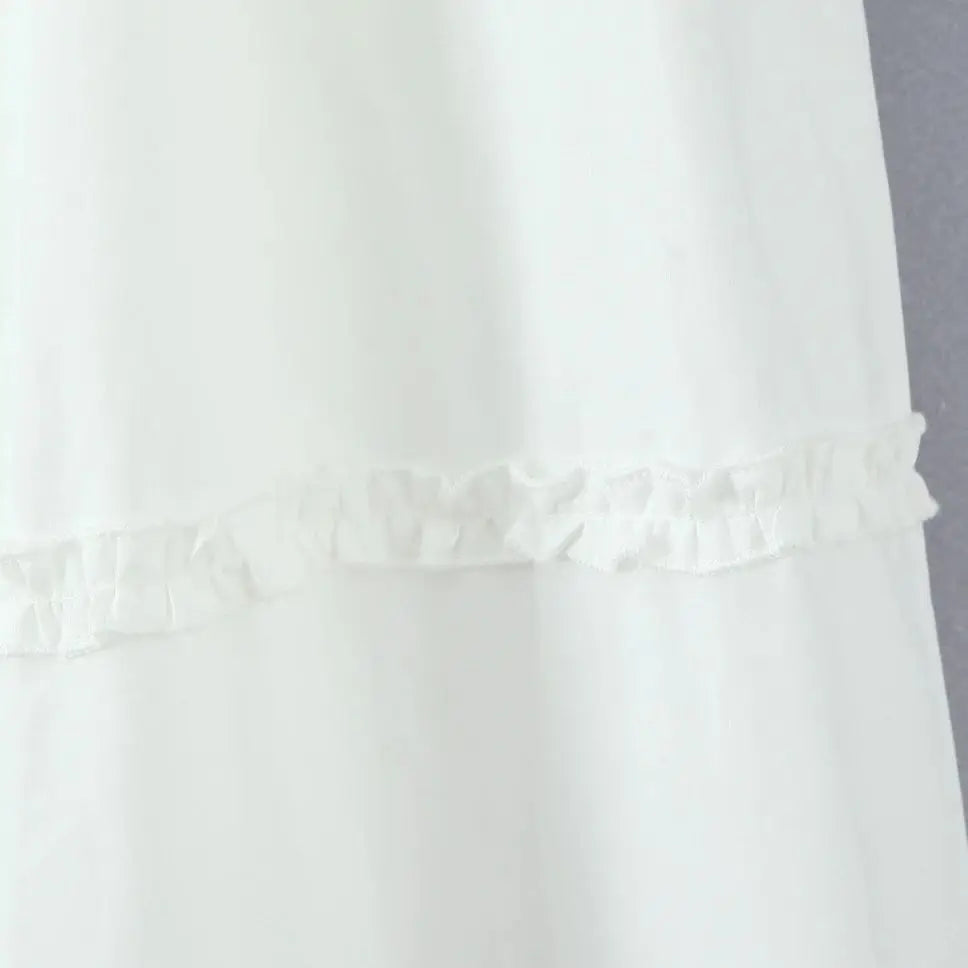 New 2025 Holiday Buttons Low Waist Midi Long Skirt Women Spliced Ruched Wood ears Swing A-lined Skirts Boho Yellow White