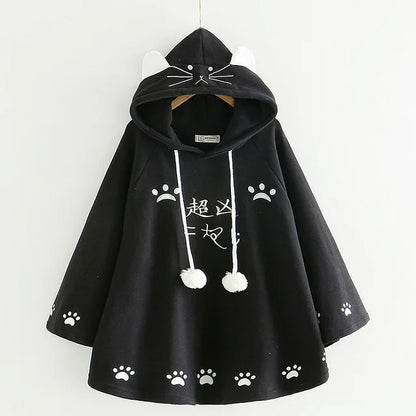 Japanese Poncho Cloak Jackets Mori Girl Autumn Winter Hooded Kawaii Cape Coat 2021 Padded Cute Pullover Capes Femme Shawl Jacket