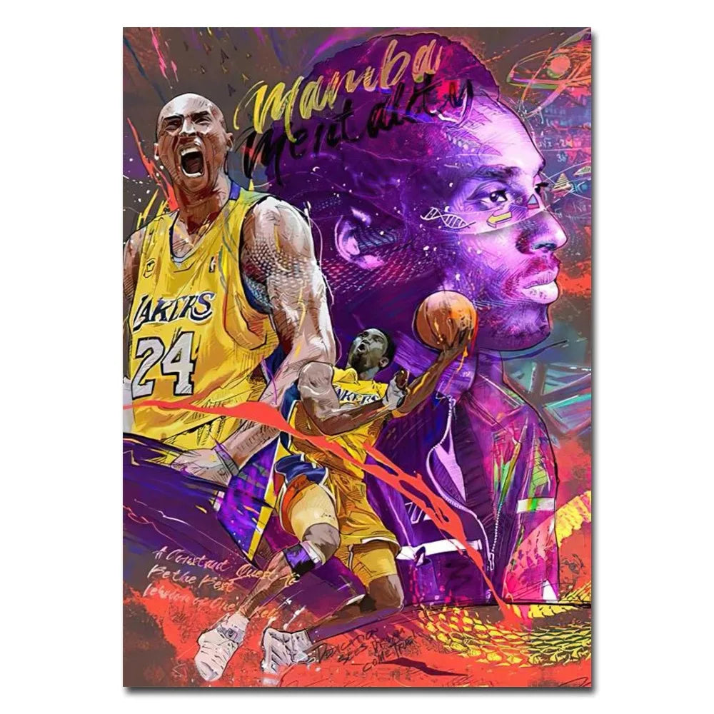 Famous Basketball Stars Wall Art Poster Abstract Graffiti Mural Modern Home Decor Canvas Painting Room Decorate Prints Pictures