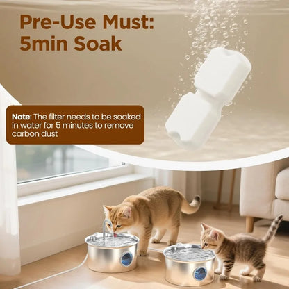 12Filters + 12 Sponges Cat Fountain Replacement Filters for Cat Fountain with Activated Carbon Filter and Ultra-fine Fiber