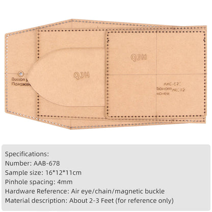 Large Capacity Purse/Storage Bag/Clutch Bag/Bucket Bag, Kraft Paper with Holes DIY Leather Handmade Craft Template, Special Gift