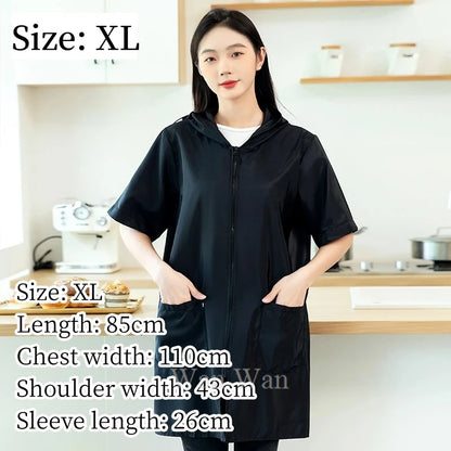 Pet Groomer Work Clothes Dog Grooming Uniform Short Sleeve Waterproof Gown New Black Beauty Salon Robe Barber Shop Apron Y1111