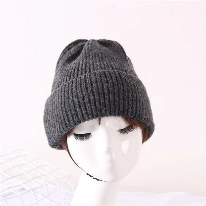 New winter adult casual beanie cap Outdoor lady knitted hat Thick warm comfortable