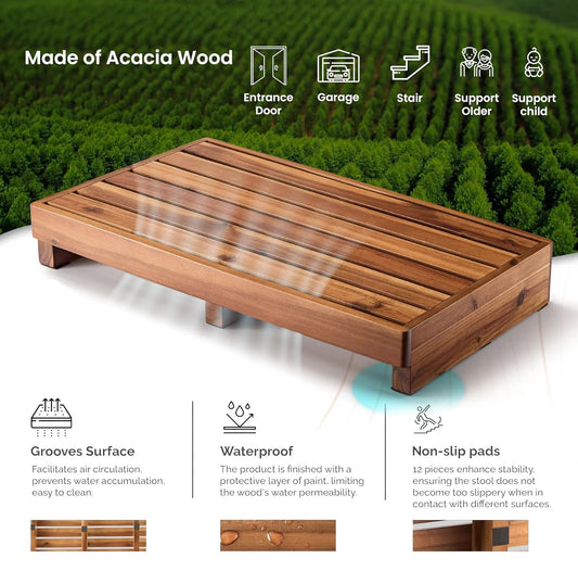 One Step Stool ,  for Bed Wooden Mobility Stepping Stools for Adults, Kids/Bedside, Bathroom, Kitchen, Garden