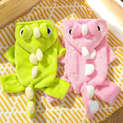 Pet Clothing Flannel Dog Warm Jumpsuits Dinosaur Shape Cute Puppy Pajamas Soft Comfortable Pet Dog Hoodie Indoor Wear