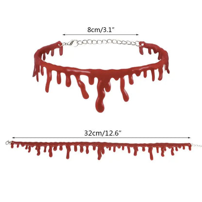 2025Halloween Blood Necklace Horror Blooddrop Necklace Vampire Dark Blood Necklace Haunted House Personality Bleeding Necklace