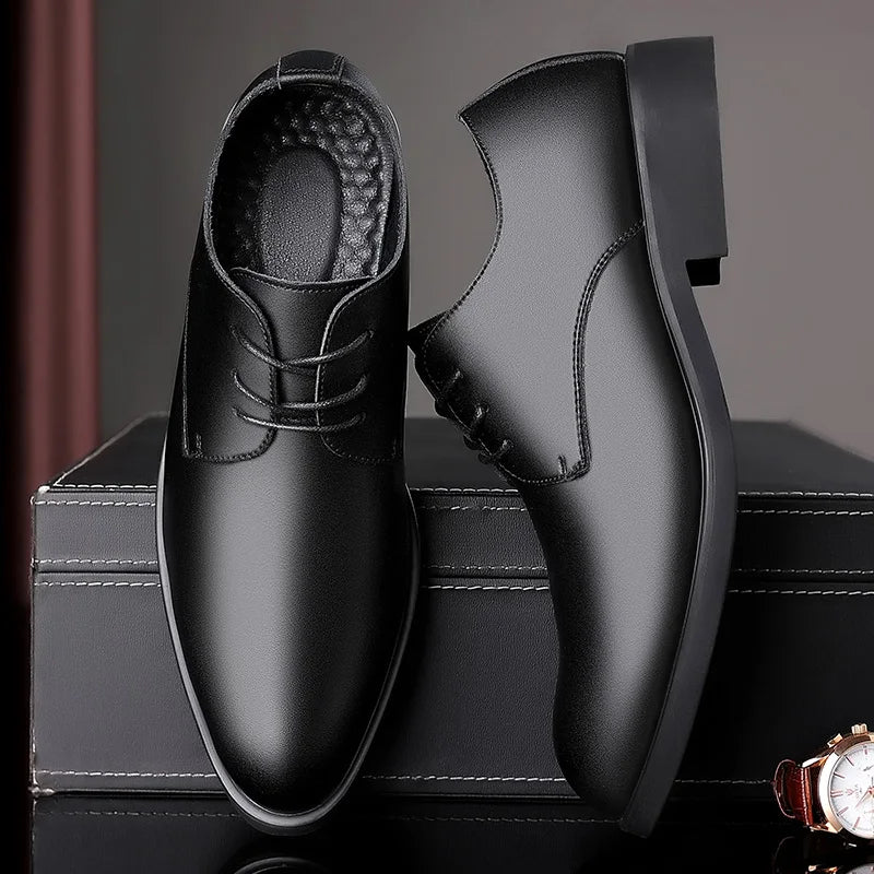 Men's Shoes Black Leather Formal Shoes for Men Oxfords Male Wedding Party Office Business Shoe Man