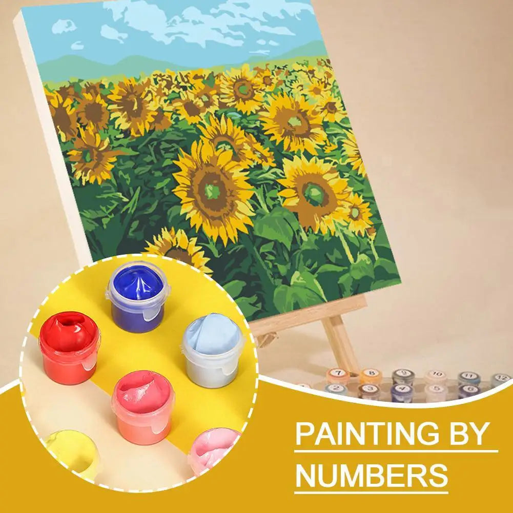 Frame Painting By Numbers Kit Abstract Sunset Landscape Modern Drawing Coloring DIY Painting By Numbers Acrylic Paint Home Decor