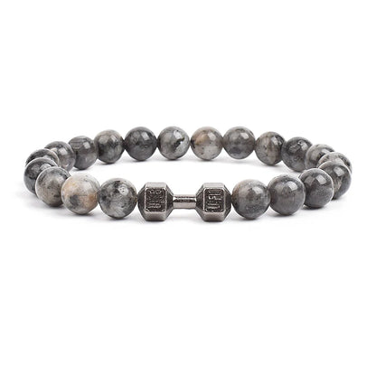 Dumbbells For Men Beads Bracelet Natural Black Volcanic Lava Stone Energy Barbell Fashion Bracelets Bangles Handmade Jewelry