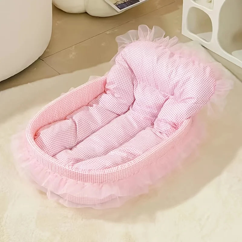 Cat Sofa Bed Comfortable Pet Nest 1pc Soft and Hairball Resistant  Cute Lace Princess Bed for Cats and Small Dogs