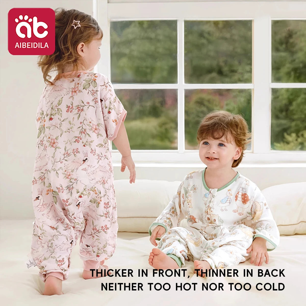 Swan Kids Sleeping Bag Cute Breathable Thin Sack Sleepsack Detachable Short Sleeves Sleepwear Wearable Blanket Bodysuit 1-5T