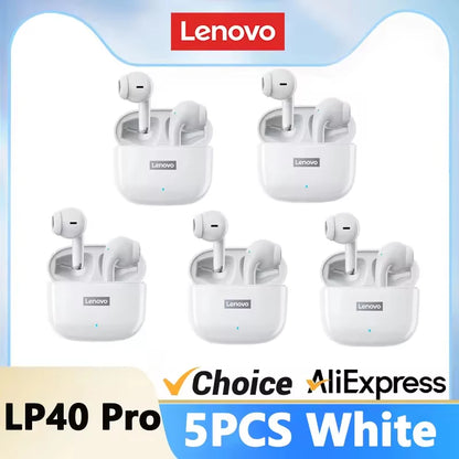 Lenovo LP40 Pro Headphones Wireless Bluetooth 5.4 TWS Hifi Stereo Earphones Gaming Sports Touch Control HD Call with Mic Earbuds