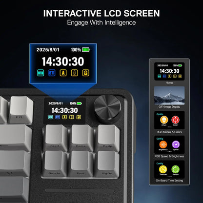 Redragon GB 80% Gasket RGB Gaming Keyboard w/Hype 1.14inch TFT Screen & Knob, 84 Keys Mechanical Keyboard