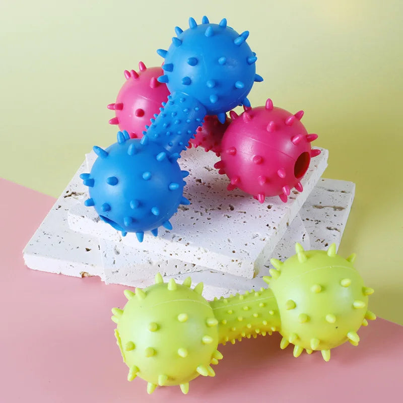 TPR Pet Puppy Toys Rubber Sound Barbells Barbed Dumbbells Dog Grinding Toys Flexible Bite Resistance Clean Teeth Pet Supplies