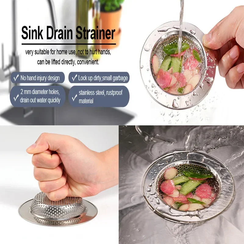 1/2Pcs Kitchen Sink Filter Stainless Steel Mesh Drain Stopper Sewer Mesh Strainers Bathroom Sink Strainer Drain Hole Filter Trap