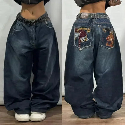 Street Y2K New Fashion Trend Clearance Spot Special Straight Jeans Women Harajuku Hip Hop Oversized Wide-leg Pants Unisex Jeans