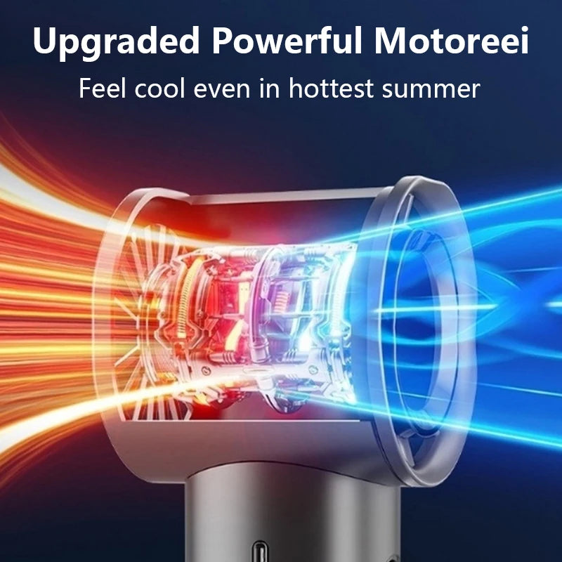 Portable Mini Handheld Fan with LED Display Semiconductor Refrigeration 100 Speeds USB Rechargeable Battery Outdoor Fan