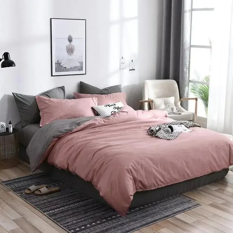 3pcs Couple Duvet Cover with Pillow Case Nordic Comforter Bedding Set Quilt Cover Queen/King Double or Single Bed