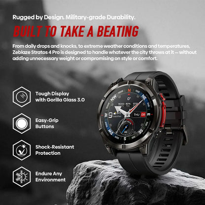 New Zeblaze Stratos 4 Pro GPS Smart Watch 1.43''AMOLED Display Dual-Color Flashlight Music Storage 170+ Workout Modes SmartWatch