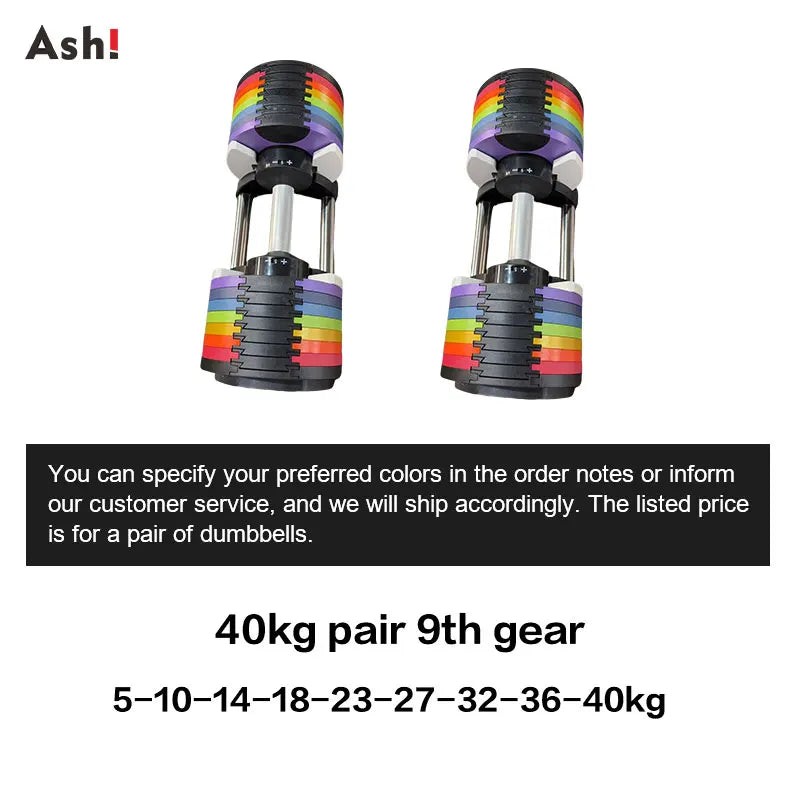 Multi-Color Adjustable Dumbbell Set, 2KG(5LB) or 4KG(9LB) Increment, Up to 50KG(110LB), Fast Adjustable Dumbbells for Home Gym