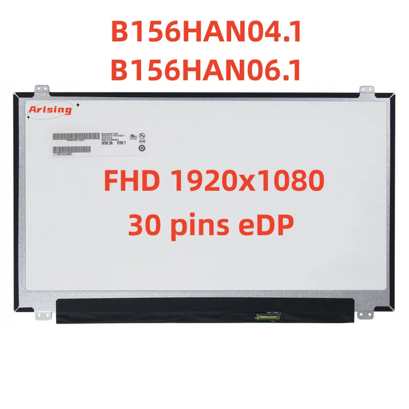 15.6-inch Laptop LCD Screen B156HAN04.1 Fit B156HAN06.1 LP156WF4 SPB1 SPL1 SPU1 LP156WF6 SPK1 N156HCE-EAA FHD1920x1080 30pin eDP
