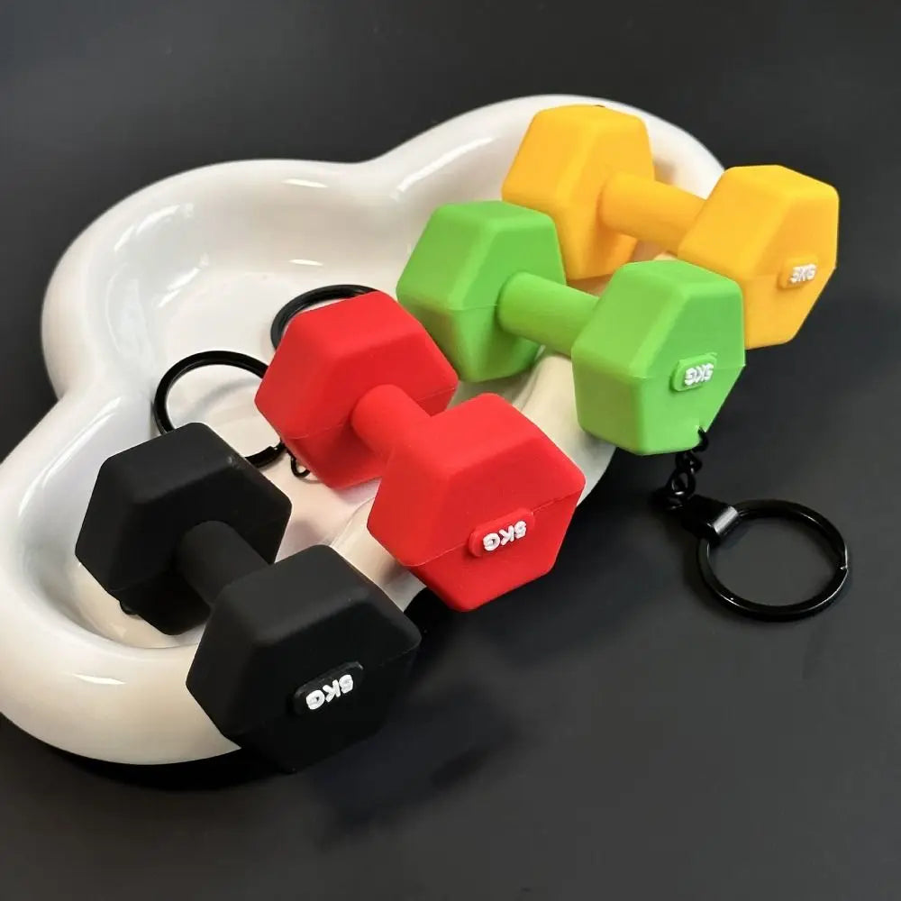 Novelty PVC Mini Barbell Keychain Barbell Sheet Detachable Dumbbell Keychain Fitness Equipment Accessories Bag Pendant Girl