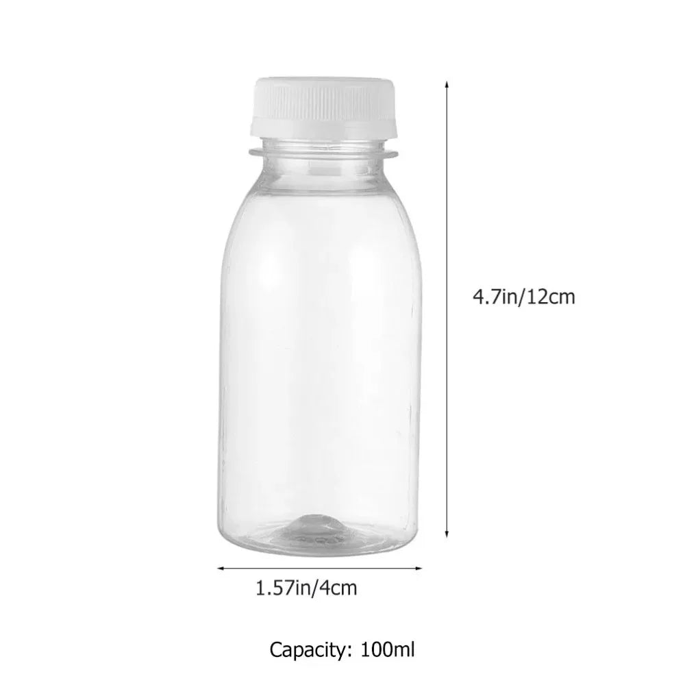 6 Pack Plastic Bottles 100ml Milk Bottles Juice Bottles Leakproof Milk Bottles Portable Beverage Bottles Plastic Water Bottles