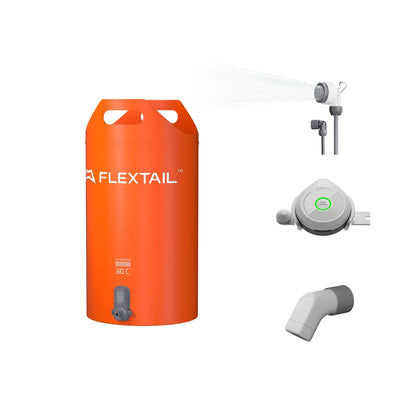 FLEXTAIL TINY SHOWER BUCKET/BAG - 20L Outdoor Water Reservoir with Built-in Pump, Automatic Dispensing, Two-Speed Adjustment