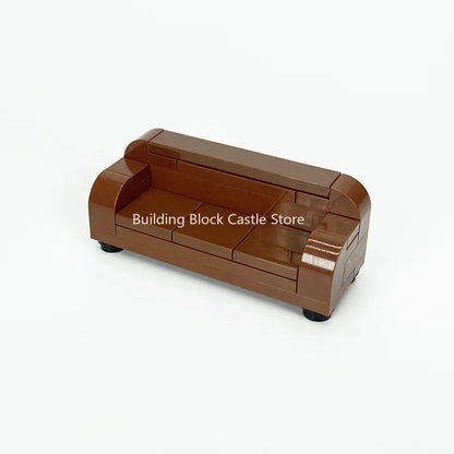 MOC Modern Home Sofa, TV Cabinet, Furniture, Refrigerator Small Particle Building Block Scene Construction Toy Model