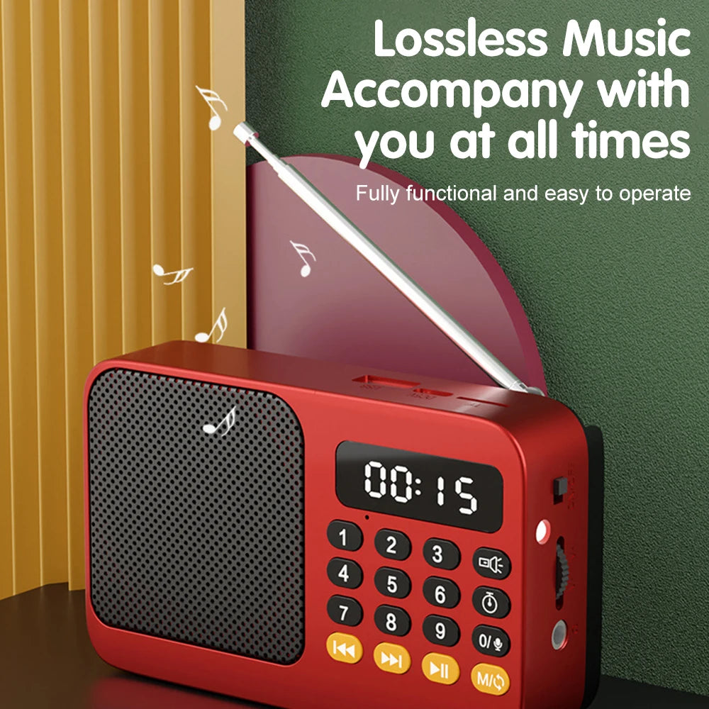 Handheld Rechargeable Digital FM USB TF MP3 Player Portable Radio Music Player Speaker Devices Supplies With LED Display Radio