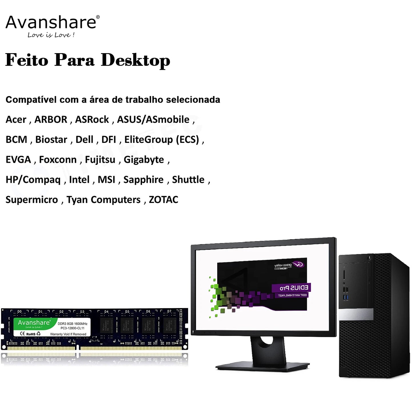 Ram DDR3 DDR4 DDR5 32GB 16GB 8GB 4GB1333 1600 2400 2666 3200 5600MHz Desktop Memory For All Motherboards Intel AMD By Avanshare