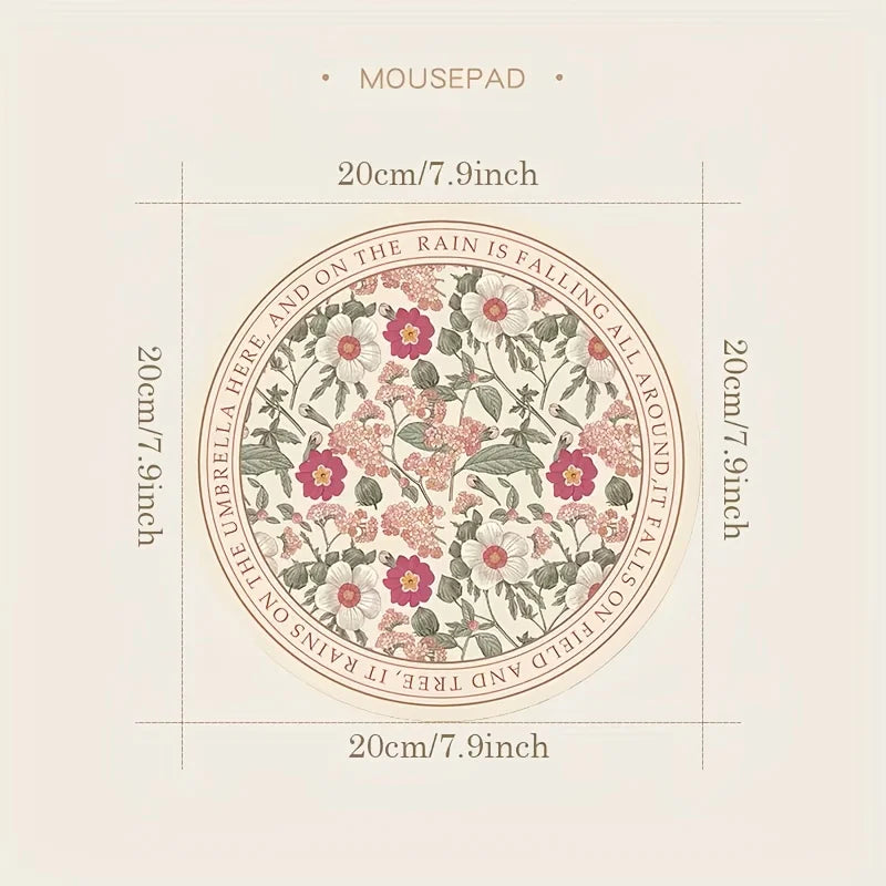 Cute round mouse pad with anti slip rubber base, portable office desktop pads, computer laptop, PC accessories