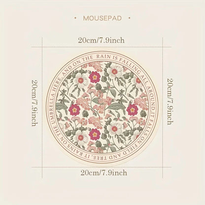 Cute round mouse pad with anti slip rubber base, portable office desktop pads, computer laptop, PC accessories