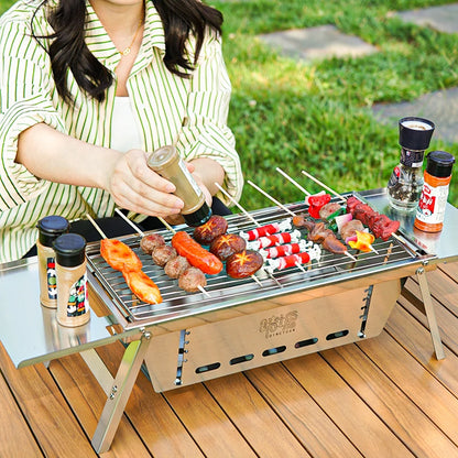 Portable Folding BBQ Grill Stoves Outdoor Camping Picnic Stainless Steel Detachable Home Charcoal Firewood  BBQ Stove Utensils