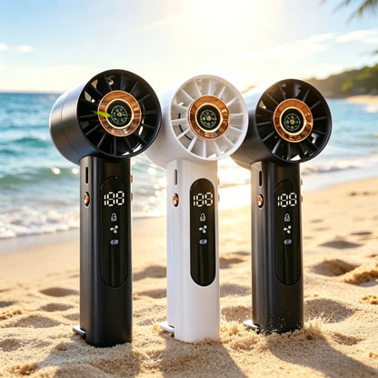 Portable Mini Hand Fan Built-in Compass 100 Gears LED USB Charging Long Lasting Fan for Outdoor Travel