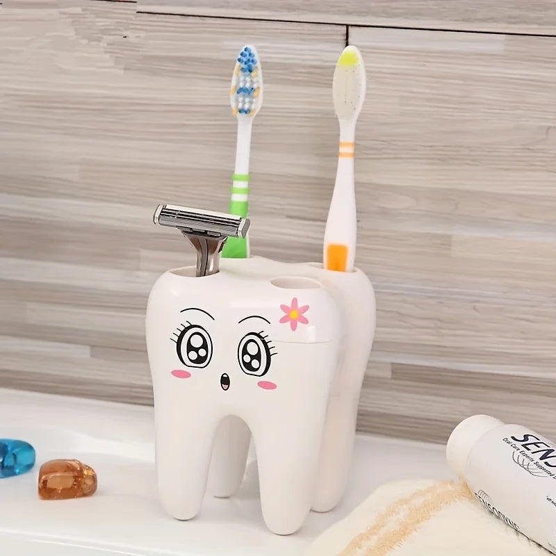 1pc-Cartoon toothbrush companion toothbrush holder, smiling face teeth toothbrush holder, bathroom accessories