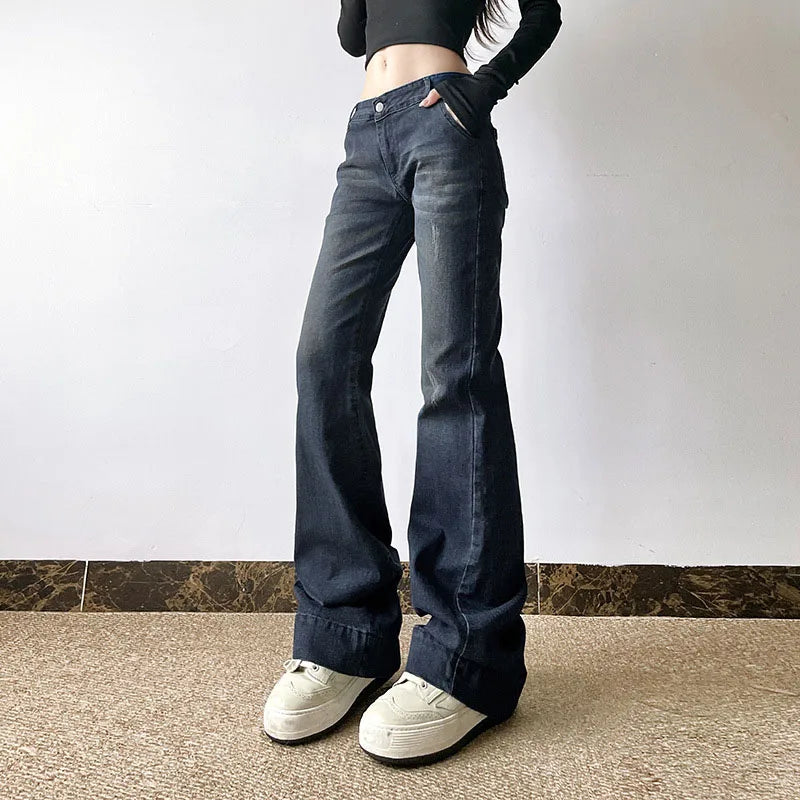 Sexy Low-Waisted Skinny Jeans Women Vintage Americana Y2K Denim Flares Pants Female Streetwear Slim-Fitting 2000S Jean Trousers