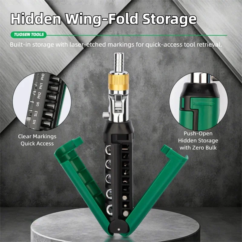 Ratcheting Screwdriver Set with Bits, Multi-Function Repair Tool Kit for Electronics, Laptop, Phone & Home Appliance Fixes