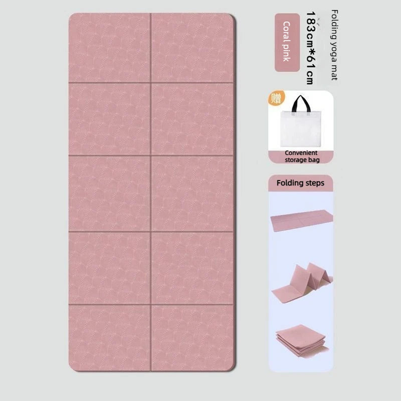 Eco-Friendly TPE Foldable Yoga Mat Double-Sided Non-Slip Travel Fitness Exercise Mat for Pilates and Floor Workouts
