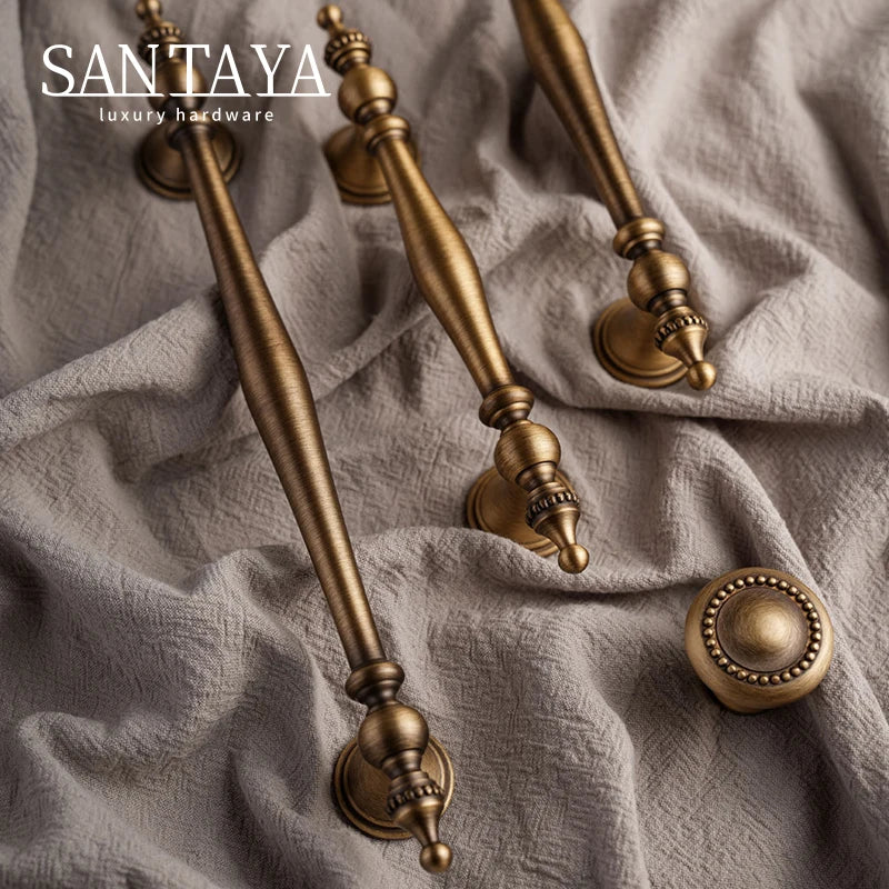 Santaya Bronze Solid Antique Brass Cabinet Handles Wardrobe Pull Cupboard Door Knob Kitchen Cabinet Handles Bronze Pulls