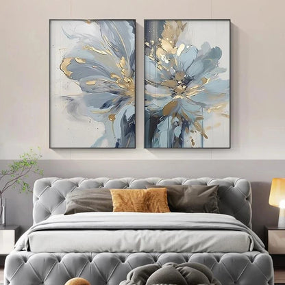 Luxury Painting for Living Room Wall Decor Abstract Blue Floral Canvas Print Wall Pictures Bedroom Entrance Modern Wall Artwork