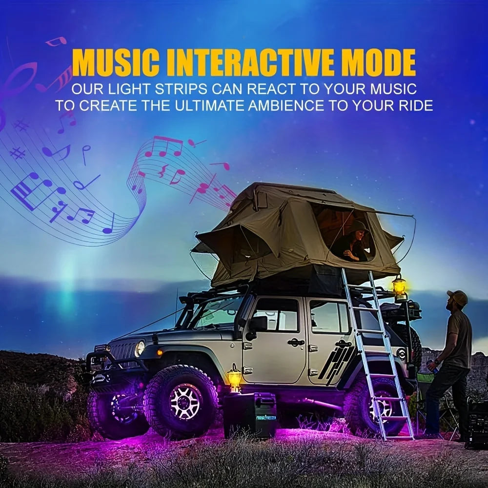 4pcs Car Underglow Neon Accent Strip Lights, App Control 16 Million Colors Music Mode Car Underglow Strip Lights Car Accessories
