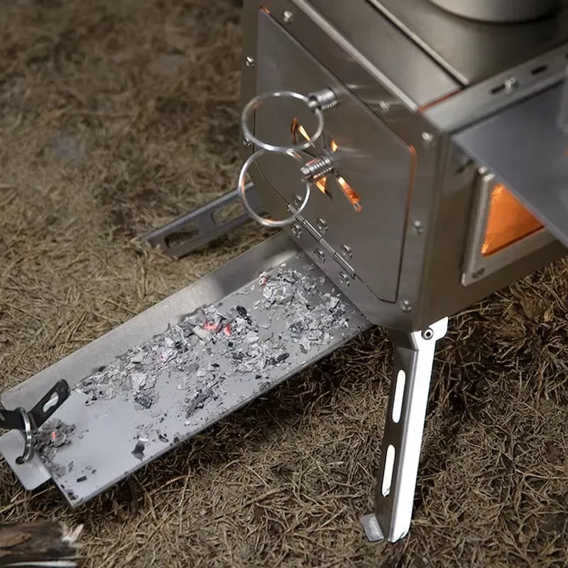 Portable Wood Stove 304 Stainless Steel Camping Tent Stove Outdoor Wood Burning Heater for Hunting Hiking Backpacking
