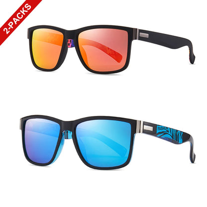 2 Packs Classic Men and Women's Sunglasses Outdoor Sports Cycling Fishing Hiking Golf Square Glasses with UV Protection